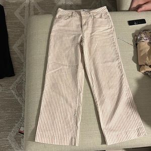 Pink and white striped wide leg jean